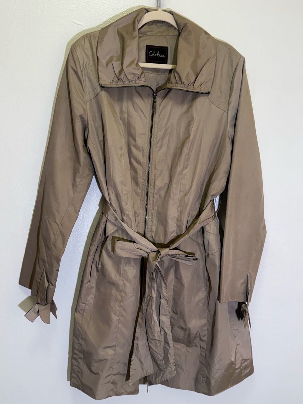 Cole Haan - Taupe Sateen Finish Trench Coat - size XL